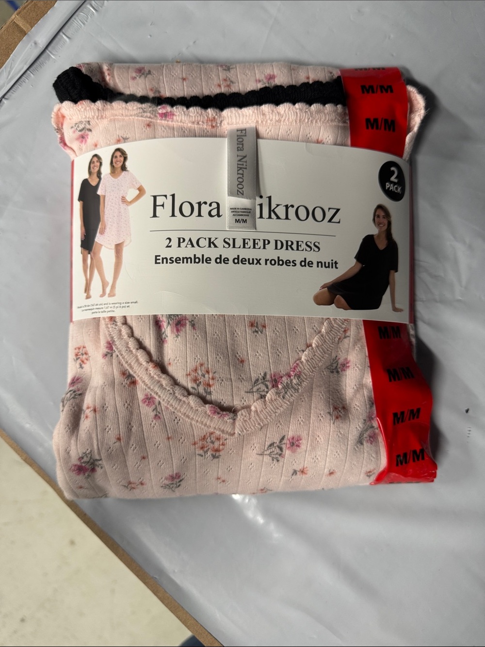 Flora Nikrooz 2-Pack Sleep Dress Set in Light Pink and Black